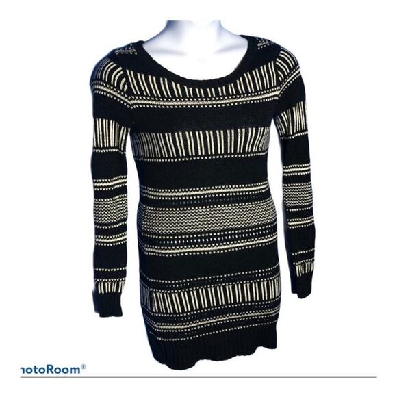 Roxy Dark Gray & White Open Knit Sweater Dress Scoop Neck XS - Picture 16 of 16